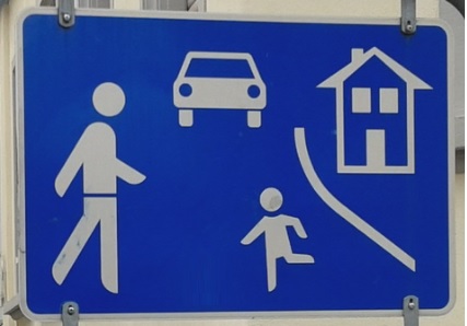 Pedestrian priority road sign Sadler Consultants
