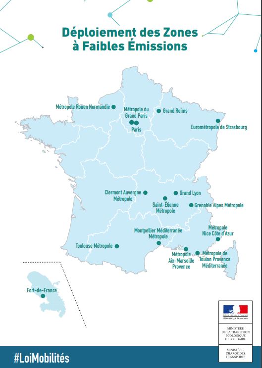 map of all ZFE in France