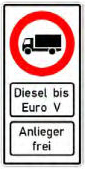 Diesel Ban Road Sign lorry, Germany